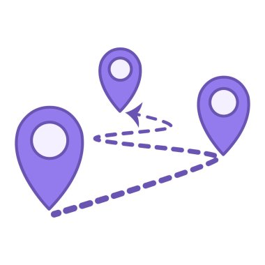 Renkli Uzaklık Simgesi. Noktalı Ok Vektör Simgesi Uzaklık ve Konum Simgelerini Gösterme. Seyahat ve Tatil Konsepti