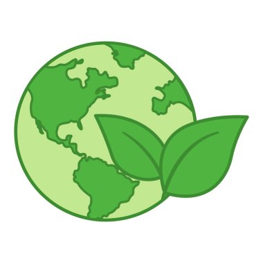 Renkli Çevre Simgesi. Planet and Leaves 'in Vektör Simgesi. Yeşil Dünya, Ekoloji ve Çevre Koruma kavramı