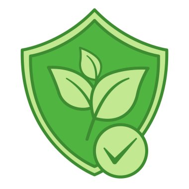 Çevre Koruma Renk Simgesi. Kalkandaki Genç Bitki 'nin Vektör Simgesi. Ekoloji kavramı