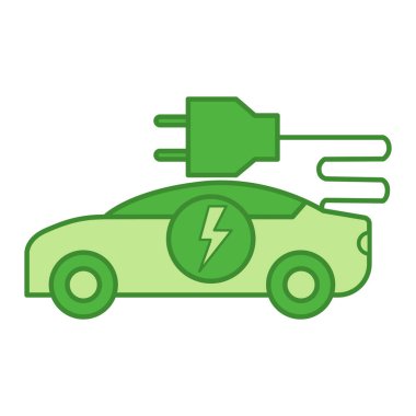 Yeşil Elektrikli Araba Simgesi. Elektrik Taşıyıcı Vektör Simgesi. Ekoloji ve Çevre Koruma Konsepti