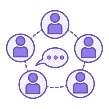 Renkli Topluluk Simgesi. Ortak çıkarları olan Birleşik Halk Grubu 'nun Vektör Simgesi. İletişim ve Takım Çalışması Konsepti