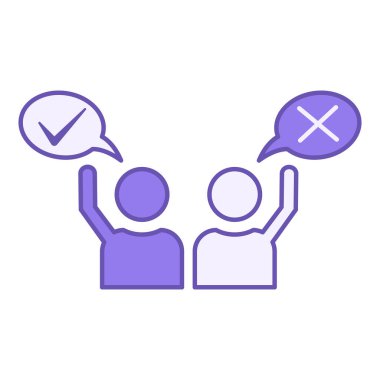 Renkli Oylama Simgesi. Seçimlerini yapan insanların vektör ikonu. Seçimlerde Oylama Kavramı