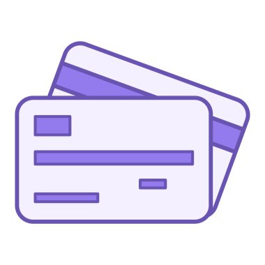 Renkli Kredi Kartı Simgesi. İki Taraflı Banka Kartının Vektör Simgesi. İş ve Finans Konsepti