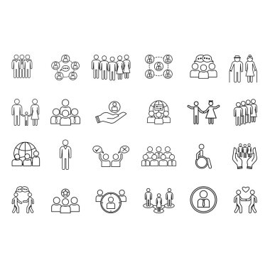 Bir grup İnsan Simgesi. Nüfusun Vektör Simgeleri, Takımlar, Aile, Çocuklar, Yaşlılar, Grup, İnsanlık ve Diğer
