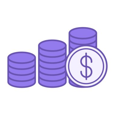 Renkli Sikke Simgesi. Üç Dolarlık Sikkelerin Vektör Simgesi. İş ve Finans Konsepti