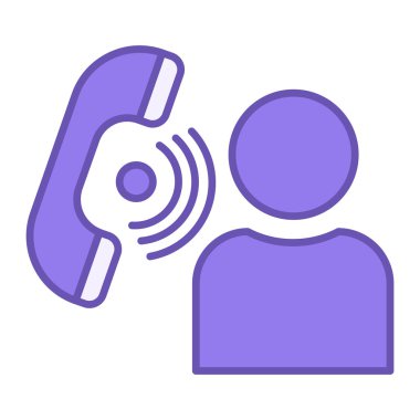 Renkli Kişiler Simgesi. Telefonda Konuşan Bir Adamın Vektör Simgesi. Global Bağlantı. Mobil Ağ ve İnternet