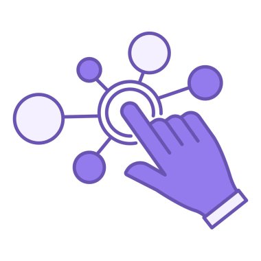 Renkli Etkileşim Simgesi. Parmak ile Dokunma Tuşu 'nun Vektör Simgesi. Dijital Teknoloji Konsepti