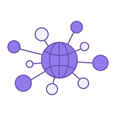 Renkli Ağ Simgesi. Global Ağ Vektörü Simgesi. İnternet ve Mobil Bağlantı