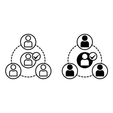 Grup Simgelerine Katıl. Kullanıcı Birleşme Topluluğunun Siyah ve Beyaz Vektör Simgeleri, Müttefikler. Sosyal Ağ ve Takım Çalışması