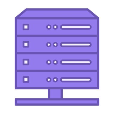 Renkli Sunucu Simgesi. Hizmet Yazılımını Çalıştırmak için Uzman Bilgisayarın Vektör Simgesi. Teknoloji ve Veri Analizi Konsepti