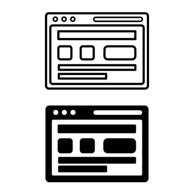 Kablo çerçeve simgeleri. Siyah ve Beyaz Vektör Web Sitesi Kablo Ağı Simgeleri. Tarayıcı Penceresindeki Web Sayfasının Kullanıcı Arayüzü. Programlama ve Kodlama Kavramı