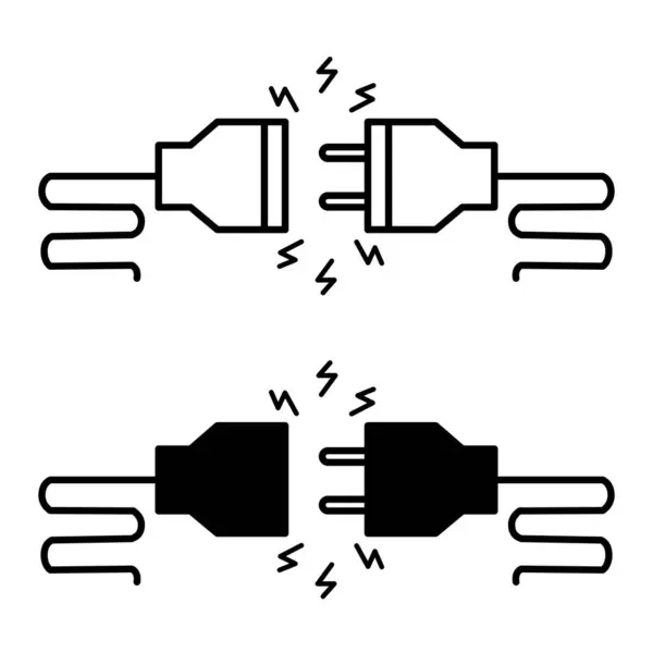 stock vector Icons Error Not Found. 404. Black and White Vector Icons. Disconnected Electrical Socket and Plug. Disconnecting the Cable from the Network. Page not found