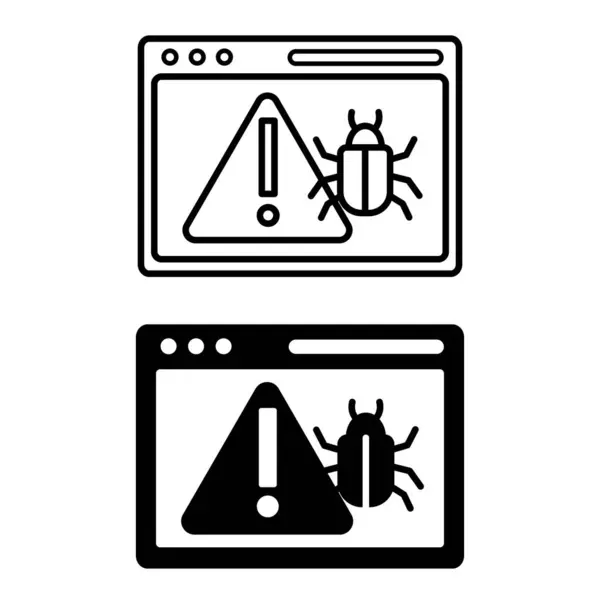 Iconos Malware Iconos Vectores Blanco Negro Del Sitio Web Señal — Archivo Imágenes Vectoriales