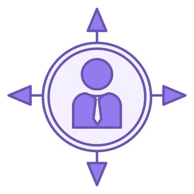 Siyahi Kararları İkon Yapıyor. İş Adamı ve Farklı Yönlerdeki Oklar 'ın Vektör Simgesi. İnsan Kaynakları Yönetimi Konsepti