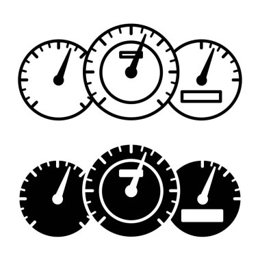 Hız göstergesi simgeleri. Araç Hız göstergelerinin Siyah ve Beyaz Vektör Simgeleri. Hız göstergesi. Araba servisi kavramı