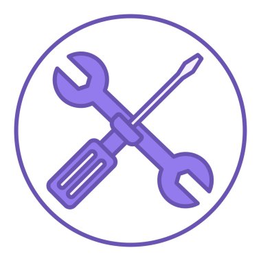 Renkli Araç Simgesi. Anahtar ve Tornavida 'nın Vektör Simgesi. Araba tamiri. Araba servisi kavramı