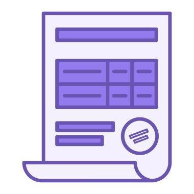 Renkli Fatura Simgesi. Verilen Hizmetler için Fatura Simgesi Vektörü. Ödeme ve Fatura Hesapları, İşletme veya Mali İşlemler İmzası. Muhasebe Kavramı