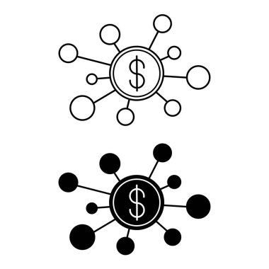 Varlık Simgeleri. Siyah ve Beyaz Vektör Varlık Yönetimi Simgeleri. Yatırımlar. Muhasebe Kavramı