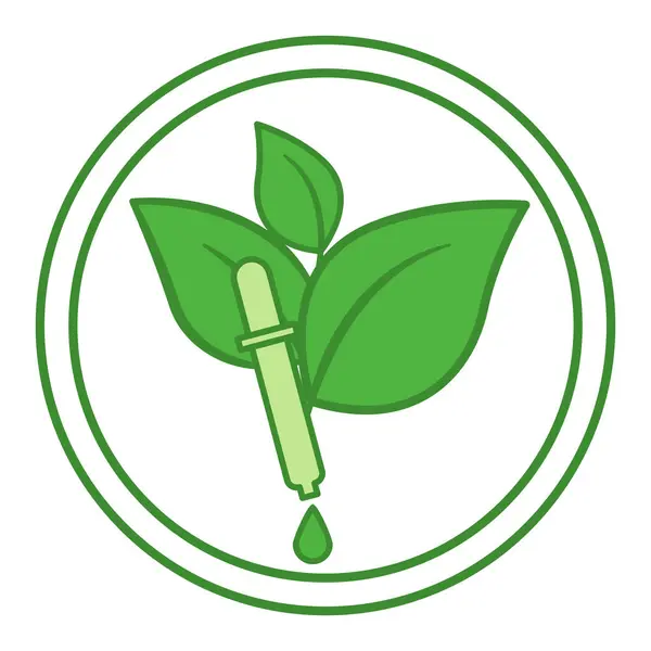 Icono Colorantes Ecológicos Verdes Insignia Redonda Del Vector Etiqueta Engomada — Vector de stock