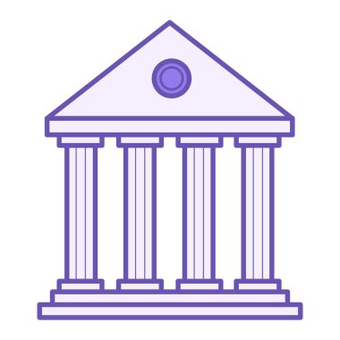 Renkli Tapınak Simgesi. Sütunlu Eski Binanın Vektör Simgesi. Yunanistan 'ın Mimarı