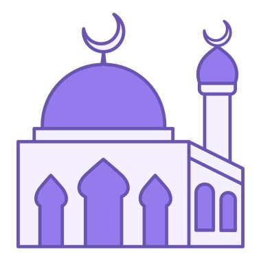 Renkli Cami Simgesi. Cami İnşaat Vektör Simgesi. Din ve Mimarlık Konsepti