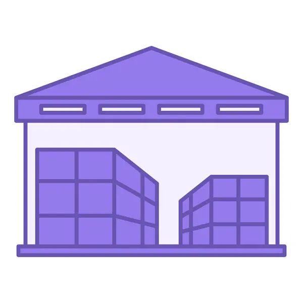 彩色仓库图标 带产品的仓储大楼矢量图标 货物的安全储存和运输 建筑概念 — 图库矢量图片