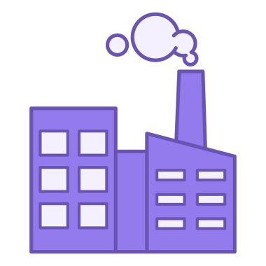 Fabrika Renk Simgesi. Sanayi Binası Vektör Simgesi. Mimarlık ve Üretim Konsepti