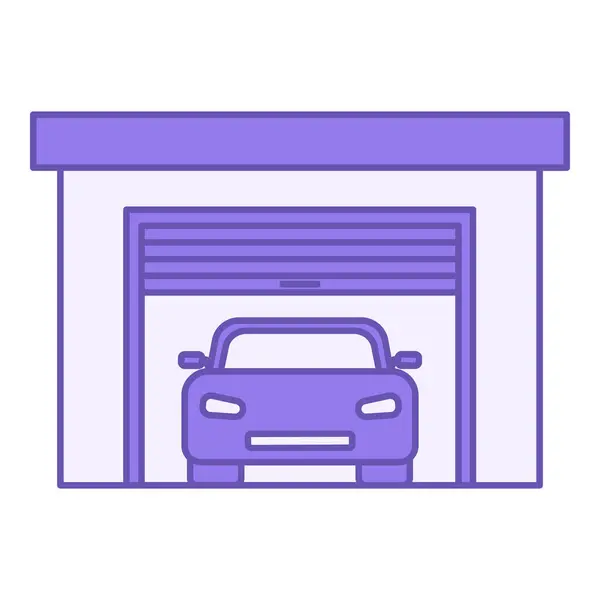着色されたガレージアイコン 車の内部が付いているガレージの建物のベクトルIcon 不動産について トランスポートコンセプト — ストックベクタ