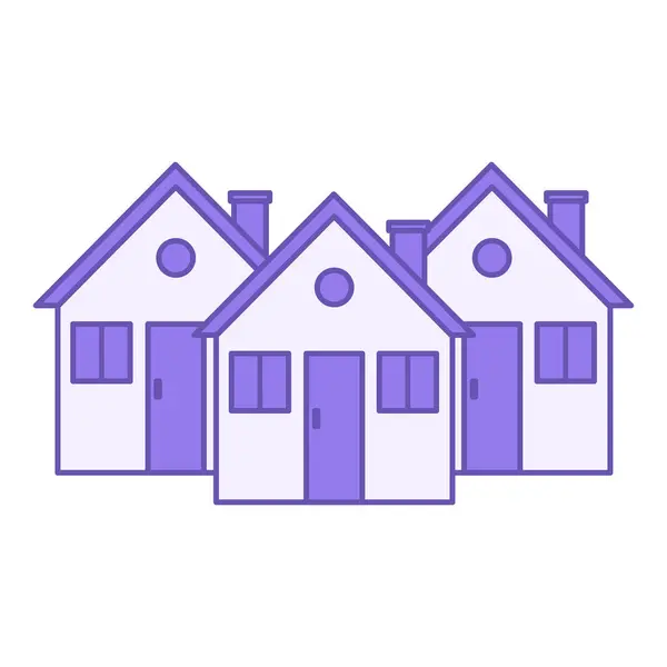 カラー ビレッジ アイコン プライベートハウスの建物のベクターアイコン 不動産 モーゲージ アーキテクチャ — ストックベクタ