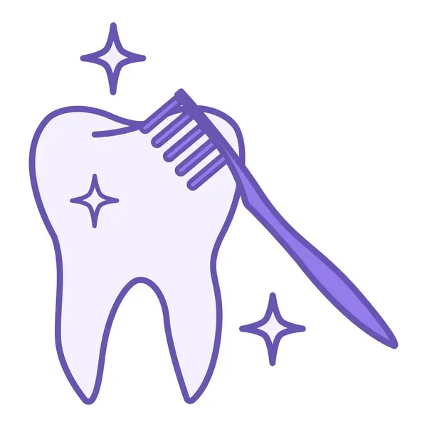 Ícone Cor Dental Ícone Vetor Escova Dentes Dente Limpeza Conceito — Vetor de Stock