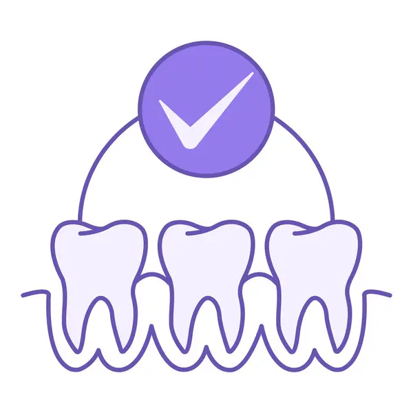 着色された歯アイコン 列に立っている歯のベクトルアイコン デンタルケア 医学と歯科コンセプト — ストックベクタ