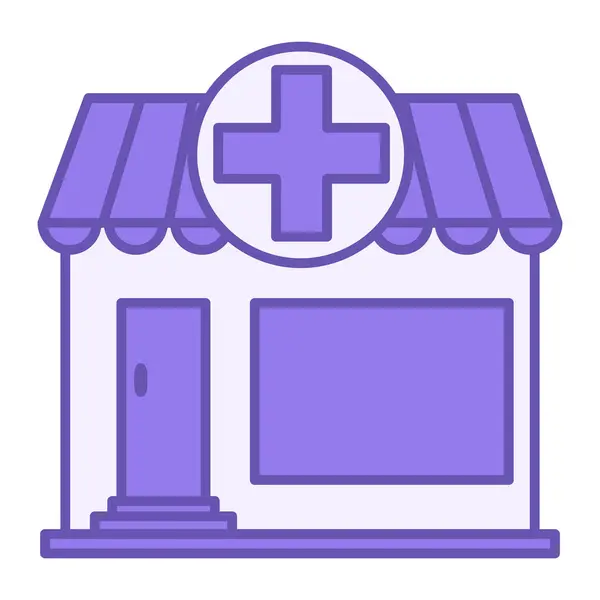 Icono Color Farmacia Edificio Farmacia Vector Icono Institución Médica Concepto — Vector de stock