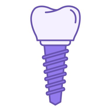 Renk Simgesi implantı. Diş implantlarının vektör simgesi. Diş Cerrahisi. Diş bakımı. Tıp Konsepti