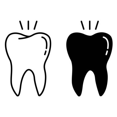 Diş simgeleri. Siyah ve Beyaz Vektör Simgeleri. Tedavi ve diş bakımı. Tıp ve Diş Hekimliği Konsepti