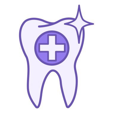 Renkli Diş Bakımı Simgesi. Diş ve Sağlık Haçı 'nın Vektör Simgesi. Diş bakımı ve tedavi. Tıp ve Diş Hekimliği Konsepti