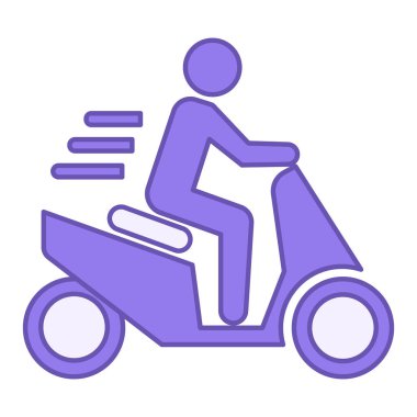 Renkli Simge Sürücü Scooter. İşe Scooter süren bir adamın vektör simgesi. Megapolis arabası. Taşıma Konsepti