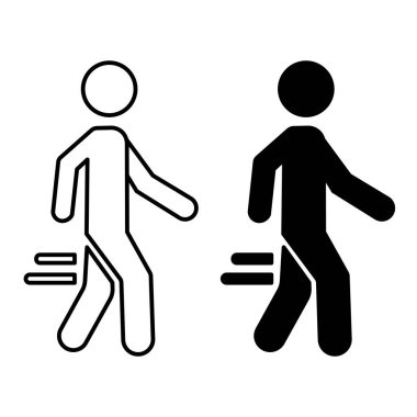 Yürüyüş ikonları. Yürüyen Adam 'ın Siyah ve Beyaz Vektör Simgeleri. Pedestrian pictogram. Haritalar, İşaretler, Diyagramlar, Şehir Yönlendirme Uygulamaları ve Bilgi Grafikleri için
