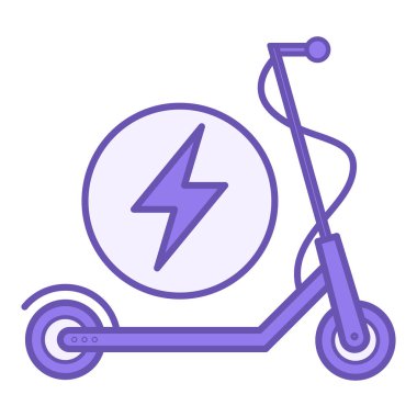 Renkli Scooter Simgesi. Kentsel Yaşam Tarzı için Ekolojik Taşımacılık Vektör Simgesi. Taşımacılık ve Çevre Koruma Konsepti