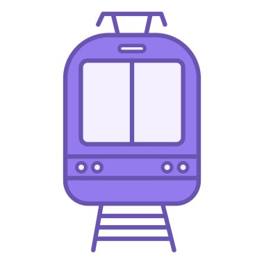 Renkli Tram Simgesi. Işık Demiryolu Taşıyıcı Vektör Simgesi. Ön görünüm
