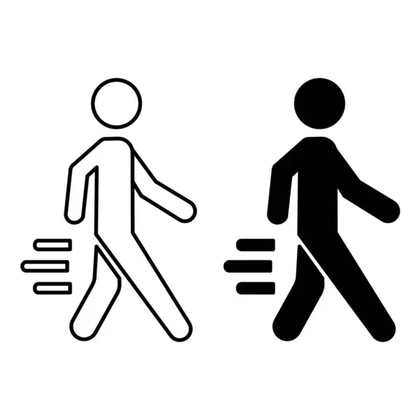 Εικονίδια Γρήγορης Πορείας Ασπρόμαυρες Διανυσματικές Εικόνες Ενός Γρήγορου Περπατητή Σπορ — Διανυσματικό Αρχείο