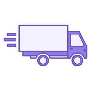 Renkli Kamyon Simgesi. Hızlı Kargo Minibüsünün Vektör Simgesi. Hızlı teslimat. Mal Taşımacılığı Konsepti