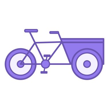 Kargo Bisikleti Renkli Simge. Teslimat Bisikletinin Taşıma Kutusuyla İkmal Simgesi. Geleneksel Çocuk Taksisi, Kurye Teslimatı. Taşıma Konsepti