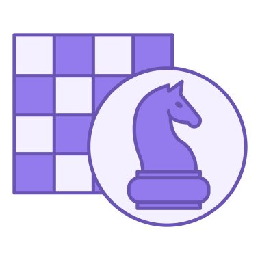 Renkli Satranç Simgesi. Satranç tahtası ve Şövalye Parçası Vektör Simgesi. Satranç figürü. Tahta Oyunu Konsepti