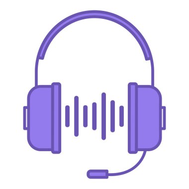 Kulaklık Renk Simgesi. Mikrofonlu ve sesli kulaklıklı vektör simgesi. Müzik, İletişim ve Bilgisayar Oyunları İçin Kulaklık