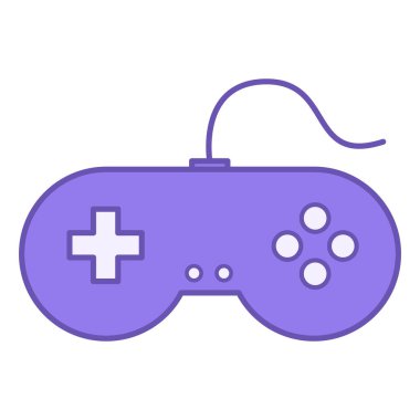 Renkli Retro Simgesi. Kablolu Bilgisayar Joystick 'inin Vektör Simgesi. Gamepad, Kontrolcü. Oyun Konsepti