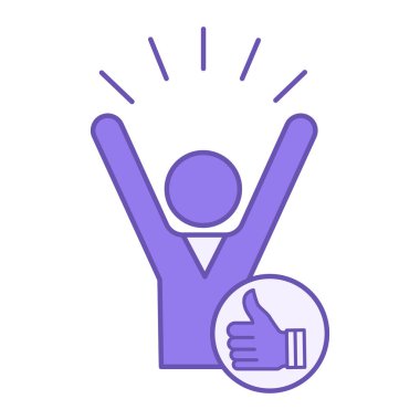 Renkli Mutlu Simge. Neşeli Adam 'ın Vektör Simgesi. Başparmaklar yukarı. Tamam, sevdim. Her şey yolunda. Akıl Sağlığı. Pozitif Düşünce Konsepti