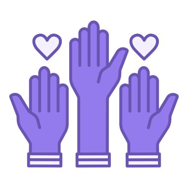 Gönüllü Renk Simgesi. Kaldırılmış Eller Vektör Simgesi. Yardım, Yardım, Bakım. Pozitif Düşünce Konsepti