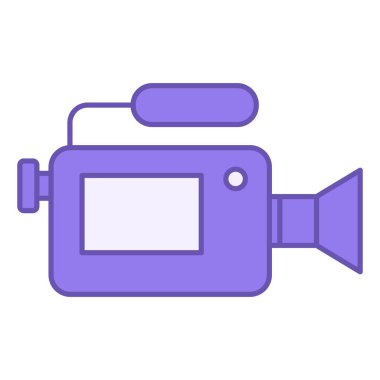 Renkli Kamera Simgesi. Mikrofonlu Video Kameranın Vektör Simgesi. Film endüstrisi, film yapımı ve video üretimi kavramı