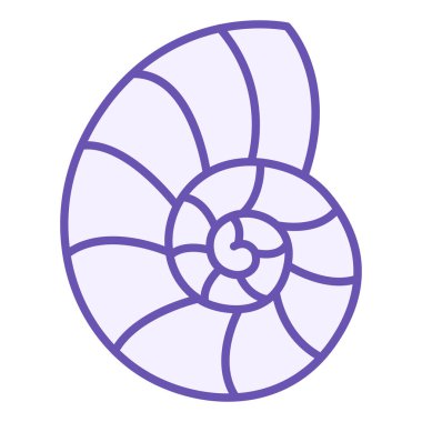 Renkli Deniz Kabuğu Simgesi. Kabuklu deniz ürünleri vektör simgesi. Yaz ve Tatil Konsepti