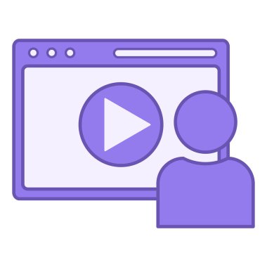 Renkli Web Video Simgesi. Kullanıcı, Web Sitesi ve Oynat Düğmesi 'nin Vektör Simgesi. Video ve Sosyal Ağ Kavramı